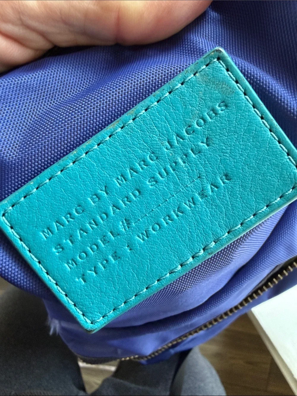 Marc by Marc Jacobs Standard Supply Workwear Nylon Backpack Blue Teal Leather